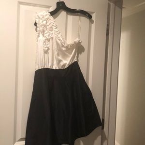 Black and white off the shoulder dress